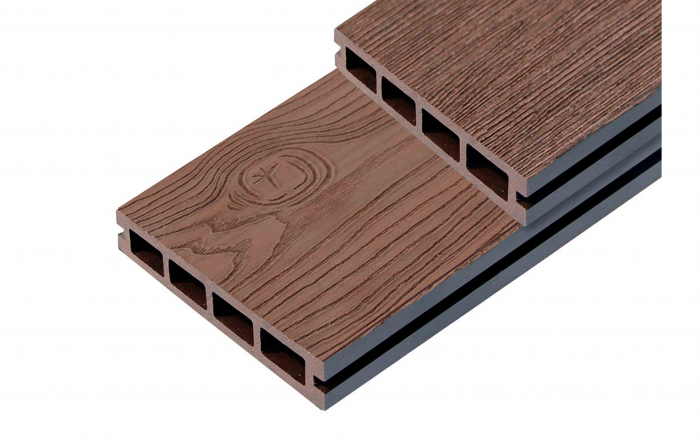 Террасная доска первичный ДПК 150х25 мм. STORM/OCEAN BROWN коричневая микс